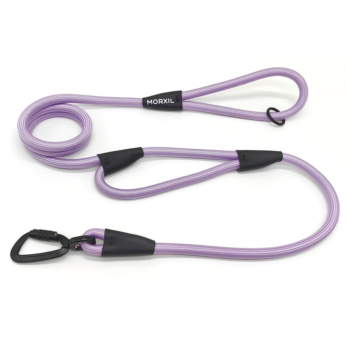 Rope Dog Leash, 6 Foot Heavy Duty Dog Leash with Aviation Aluminum Auto Locking Carabiner, Strong Nylon Pet Lead for Small, Medium, Large Dogs (Black, 6FT)
