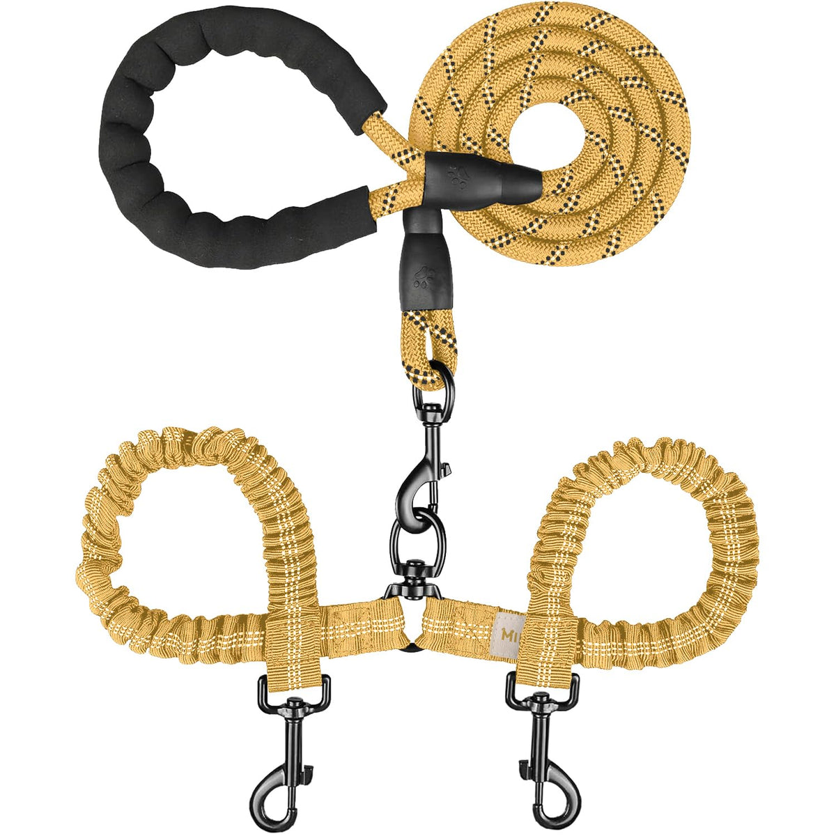 MingXpets Double Dog Leash,360° Swivel Tangle Free Bungee Walking Training