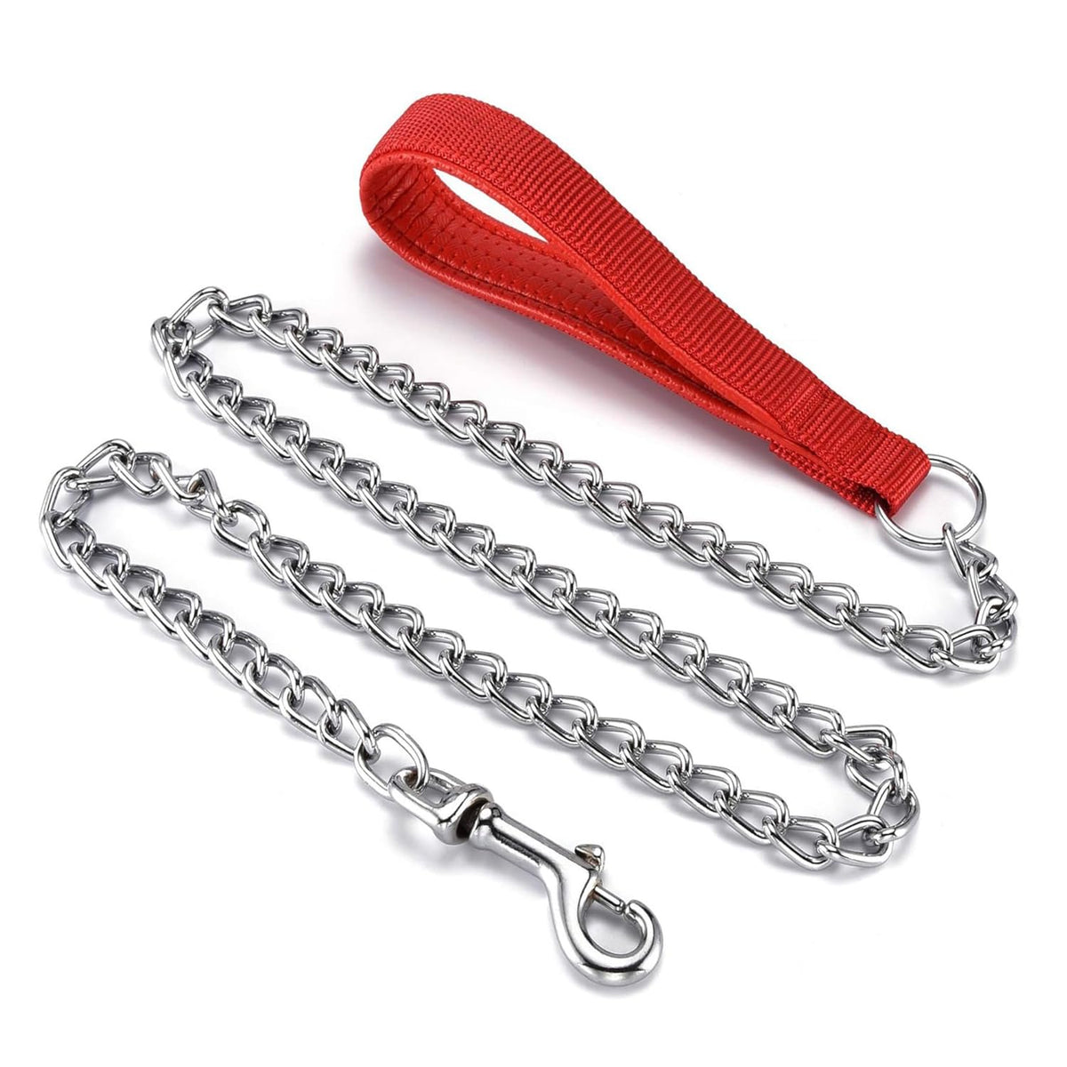 Chain Leash Metal Dog Leash Chrome Plated with Soft Padded Handle for Small Dogs.(S, Black Handle)