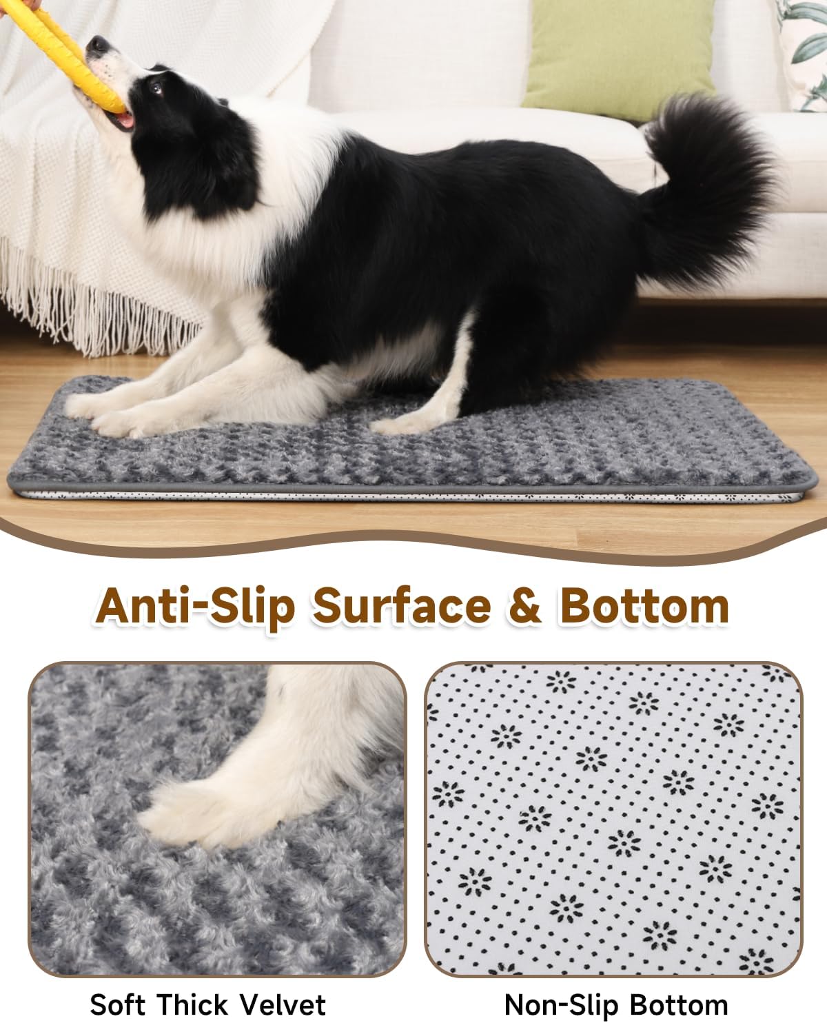 XL Dog Bed for Crate Pad, High Resilience Foam Mat Bed, 41x27, Dark Grey