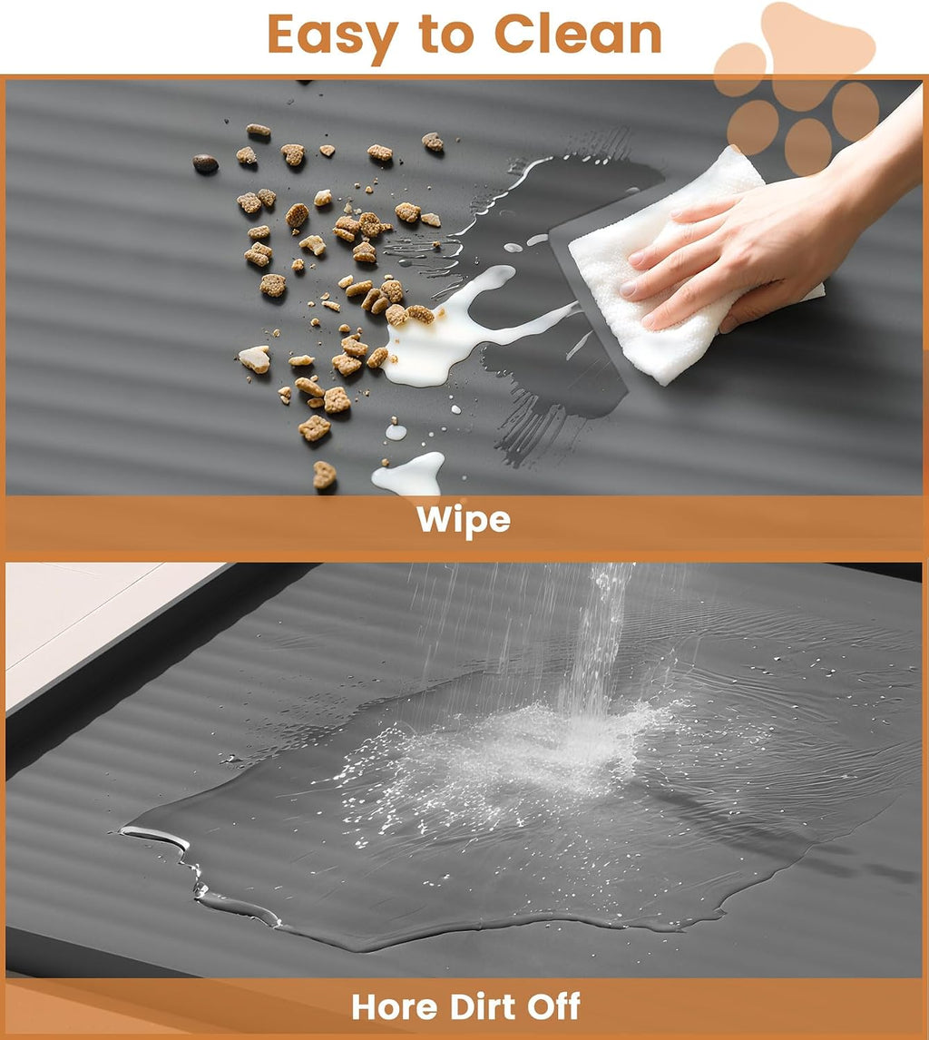 Dog Food Mat 36"x24", Waterproof Dog Bowl Mat, Grey