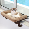 Zakkart Cat Perch for Windowsill with Bolsters (Dark Stained/Gray, L)