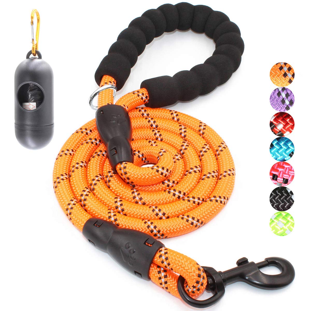 BAAPET 2/4/5/6 FT Dog Leash with Comfortable Padded Handle and Highly Reflective Threads for Small Medium and Large Dogs (5FT-1/2'', Black)