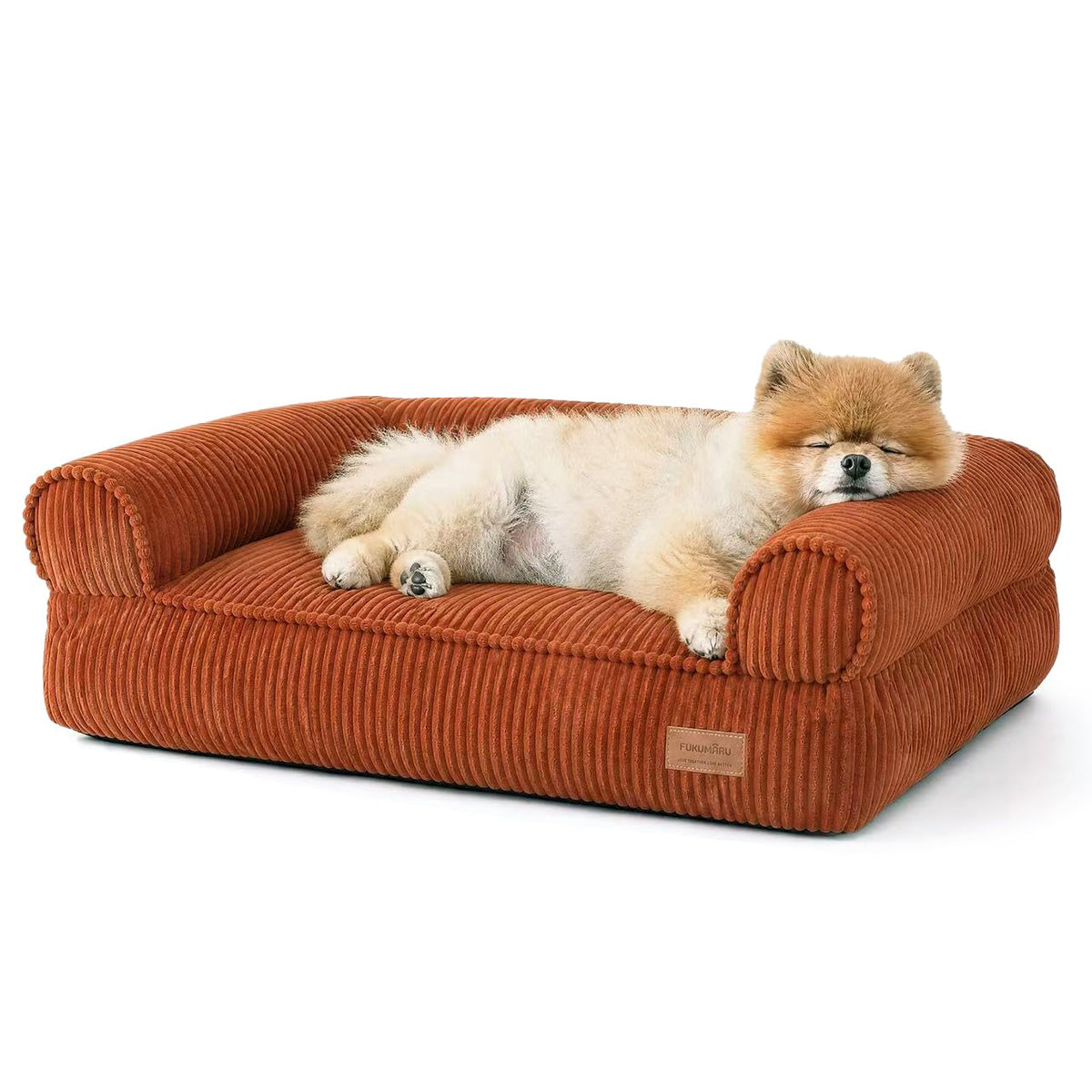 FUKUMARU Dog Couch Bed, Corduroy Cozy Cat Bed, Waterproof, Washable Cover