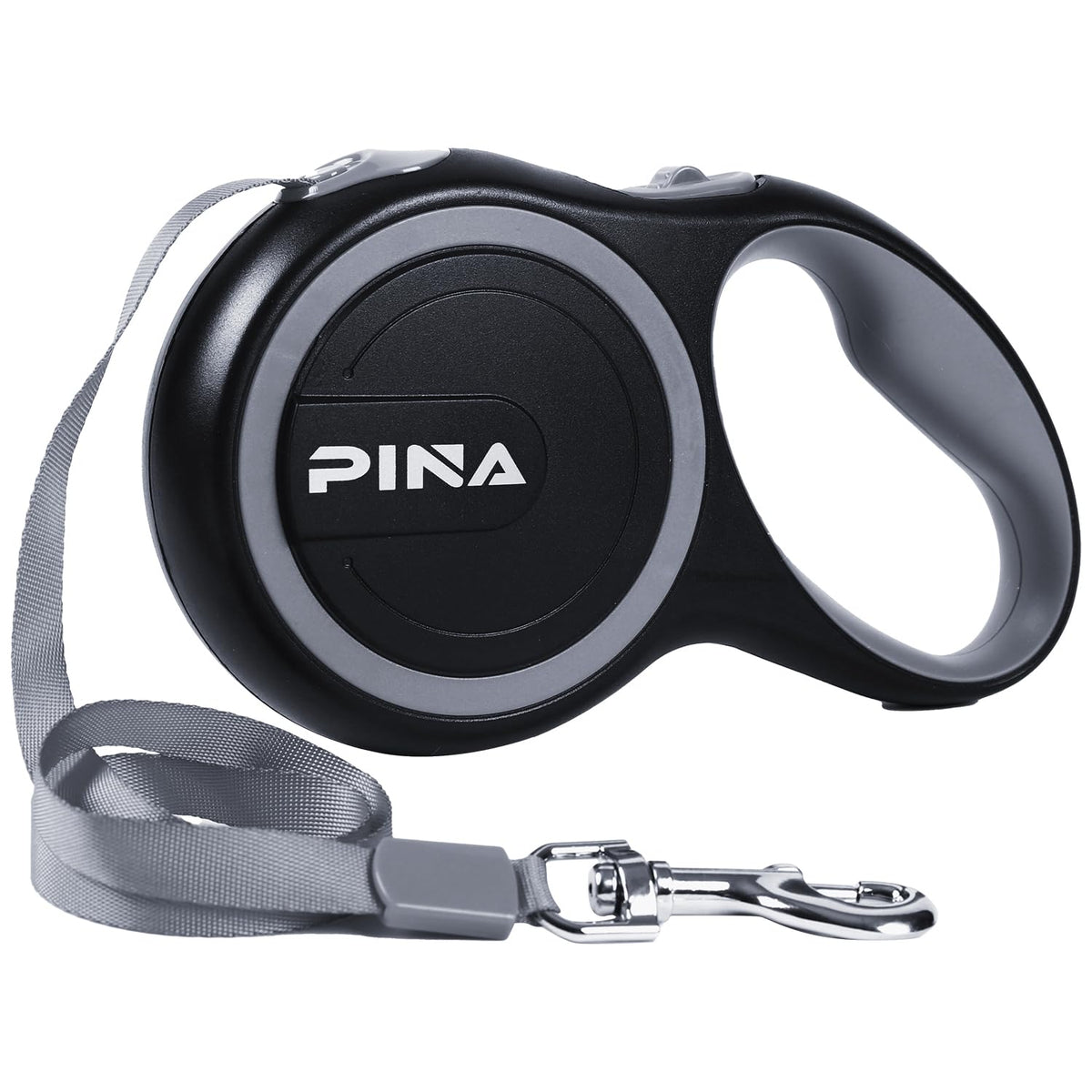 PINA Retractable Dog Leash, 26ft Dog Leash for Small Medium Large Dogs Up to 110lbs, 360° Tangle-Free Strong Reflective Nylon Tape, with Anti-Slip Handle, One-Handed Brake, Lock - Black Blue