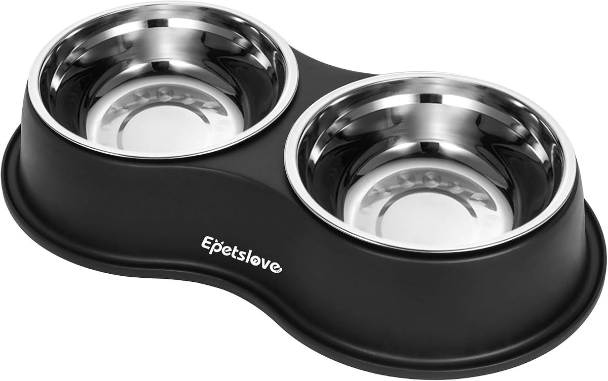 Epetslove Stainless Steel Dog Bowls Double Non-Slip Dog Water and Food Bowl