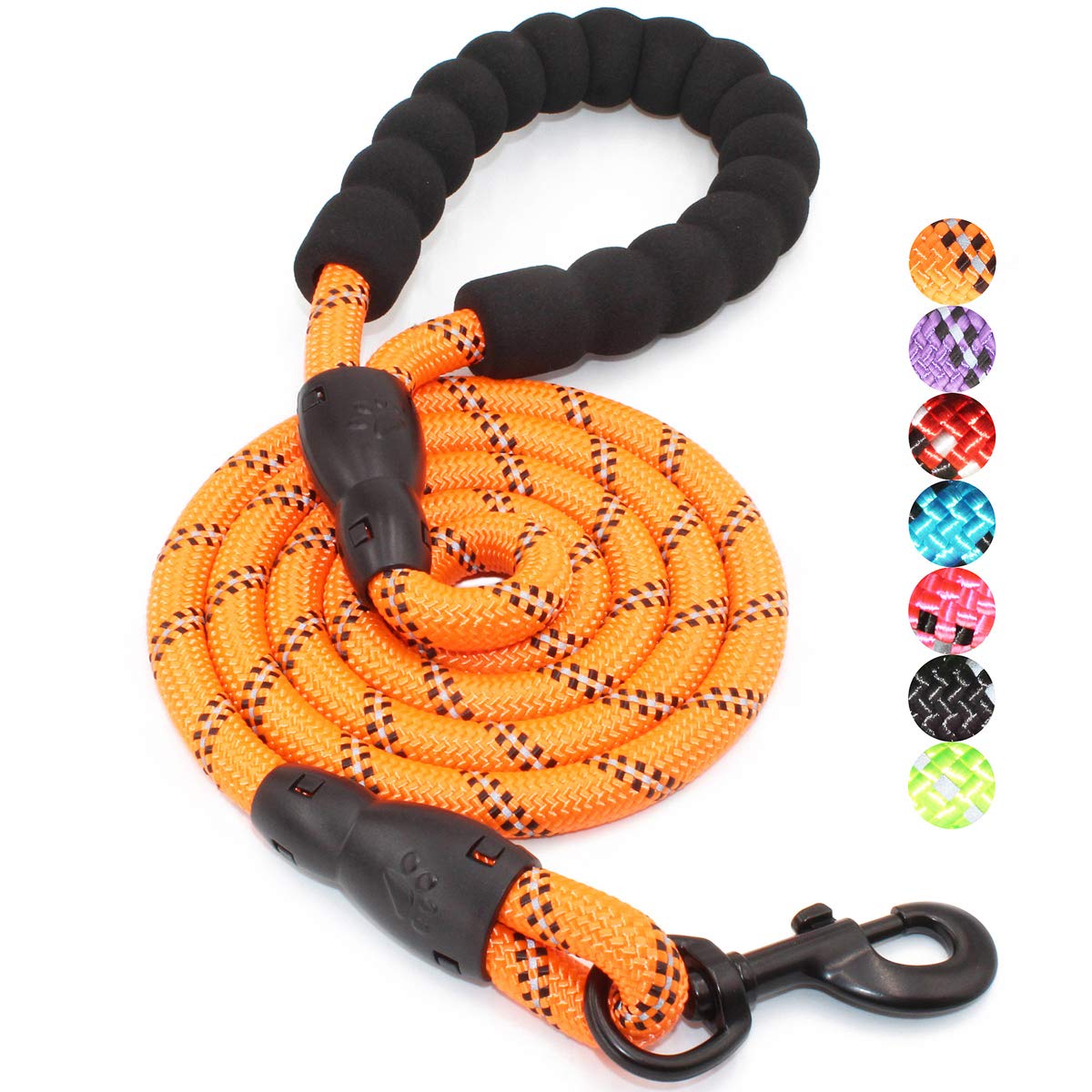 BAAPET 2/4/5/6 FT Dog Leash with Comfortable Padded Handle and Highly Reflective Threads for Small Medium and Large Dogs (5FT-1/2'', Black)