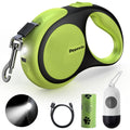 Retractable Dog Leash with LED Flashlight, Douexio Upgrade 3 in 1 Dog Leash Retractable for Small Medium Dogs Up to 66 lbs, 16ft, Anti-Slip Handle (Black-White)