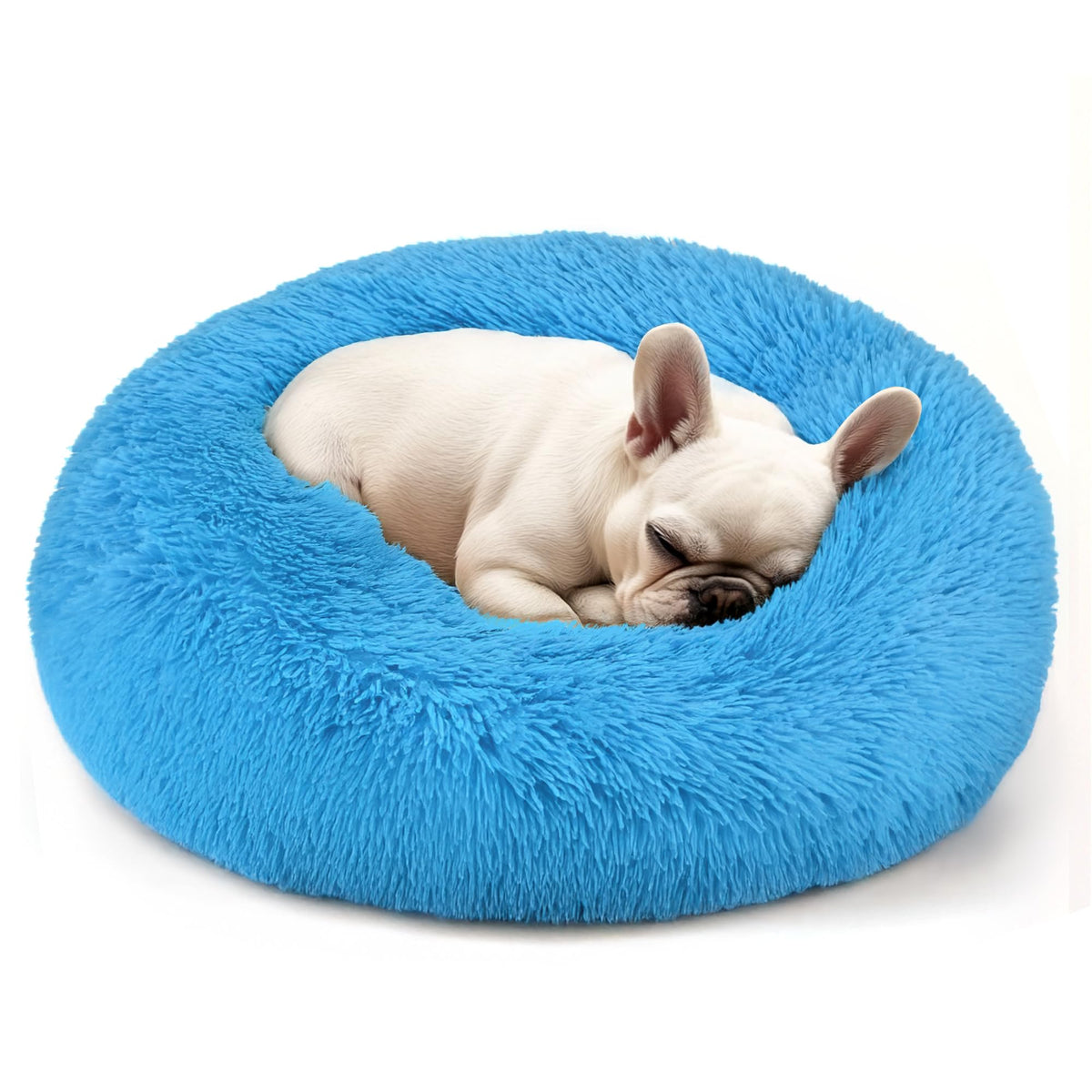 Hoewina Dog & Cat Bed for Indoor Cats, 20in Calming Donut Bed (Light Grey)