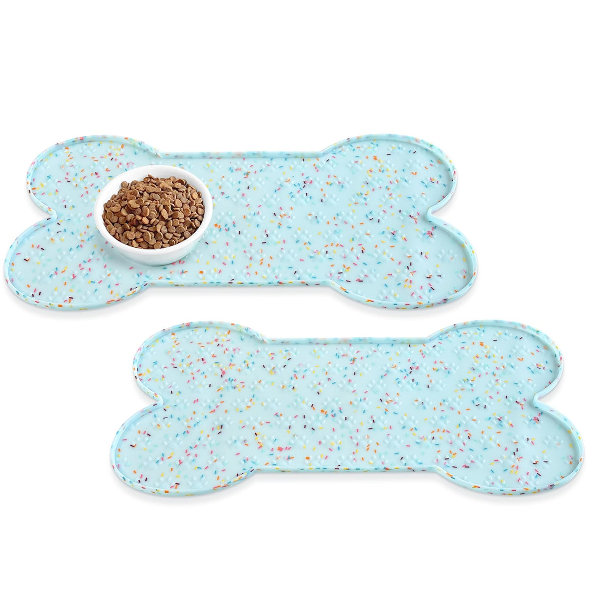 PWTAA Dog Food Mat Anti-Slip Silicone Dog Bowl Mat Thicker Pet Placemat Waterproof Cat Feeder Pad with Raised Edge Puppy Kitten Feeding Mats Suitable Small Medium-Sized Dogs Cats Eating Tray
