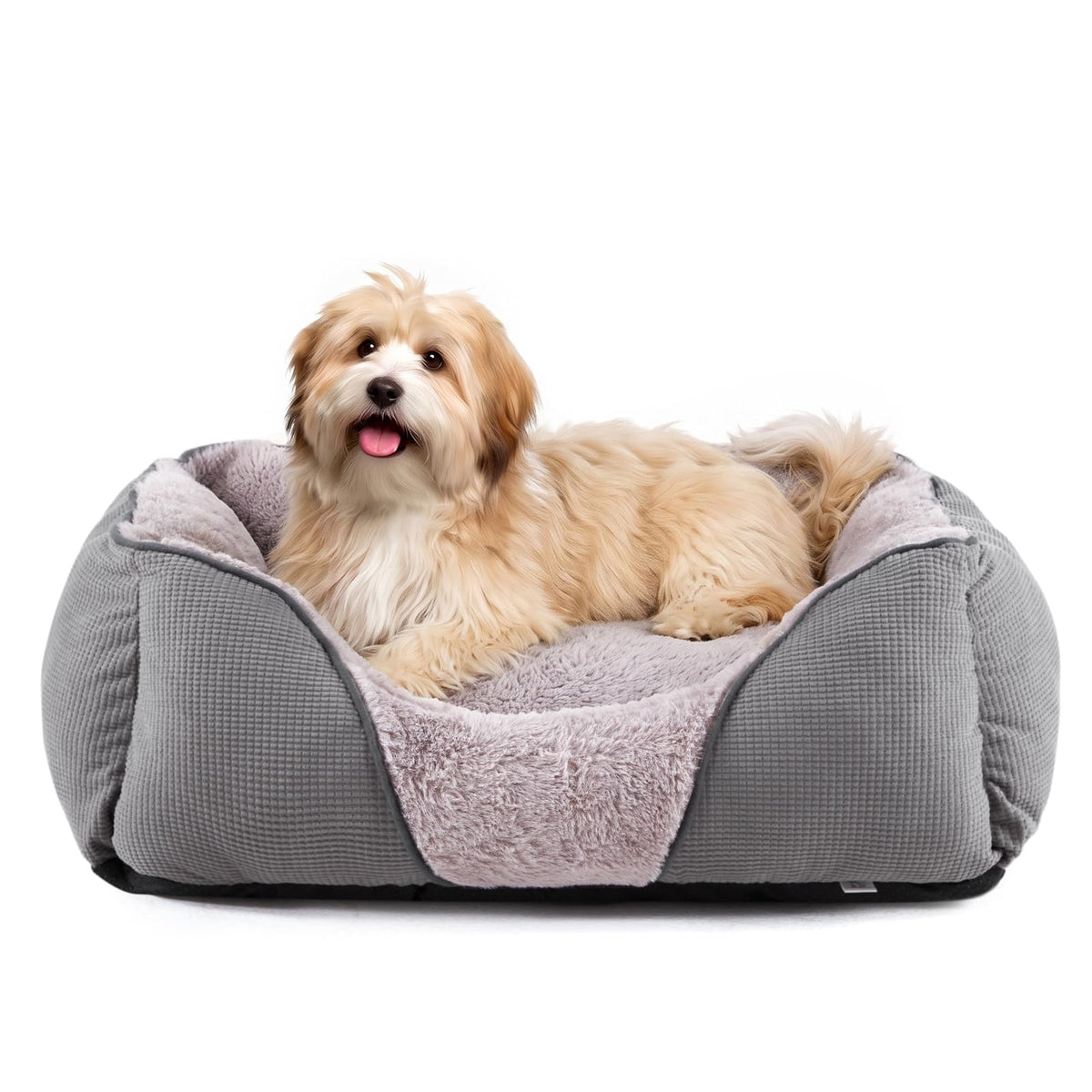 MIXJOY Dog Bed for Large Medium Small Dogs, Rectangle Washable Sleeping Puppy Bed, Soft Calming Cat Beds for Indoor Cats, Orthopedic Pet Sofa Bed, Anti-Slip Bottom with Multiple Size (20'', Grey)
