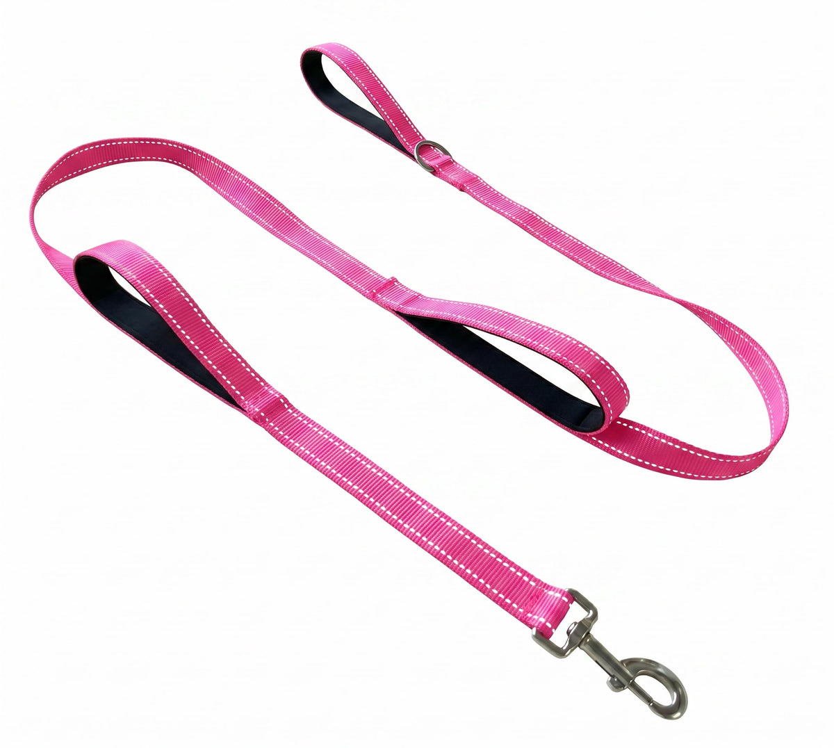 Triple Handle 6FT 1IN Dog Leash, Heavy Duty Strong Nylon, Hot Pink