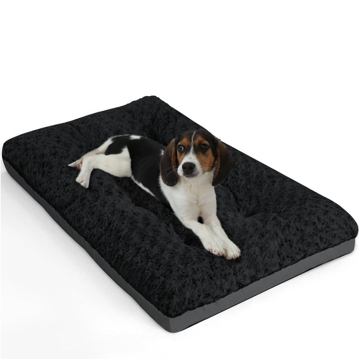POCBLUE Deluxe Washable Dog Bed for Large Dogs Dog Crate Mat 35 Inch Comfy Fluffy Kennel Pad Anti-Slip for Dogs Up to 60 lbs, 35" x 23", Grey