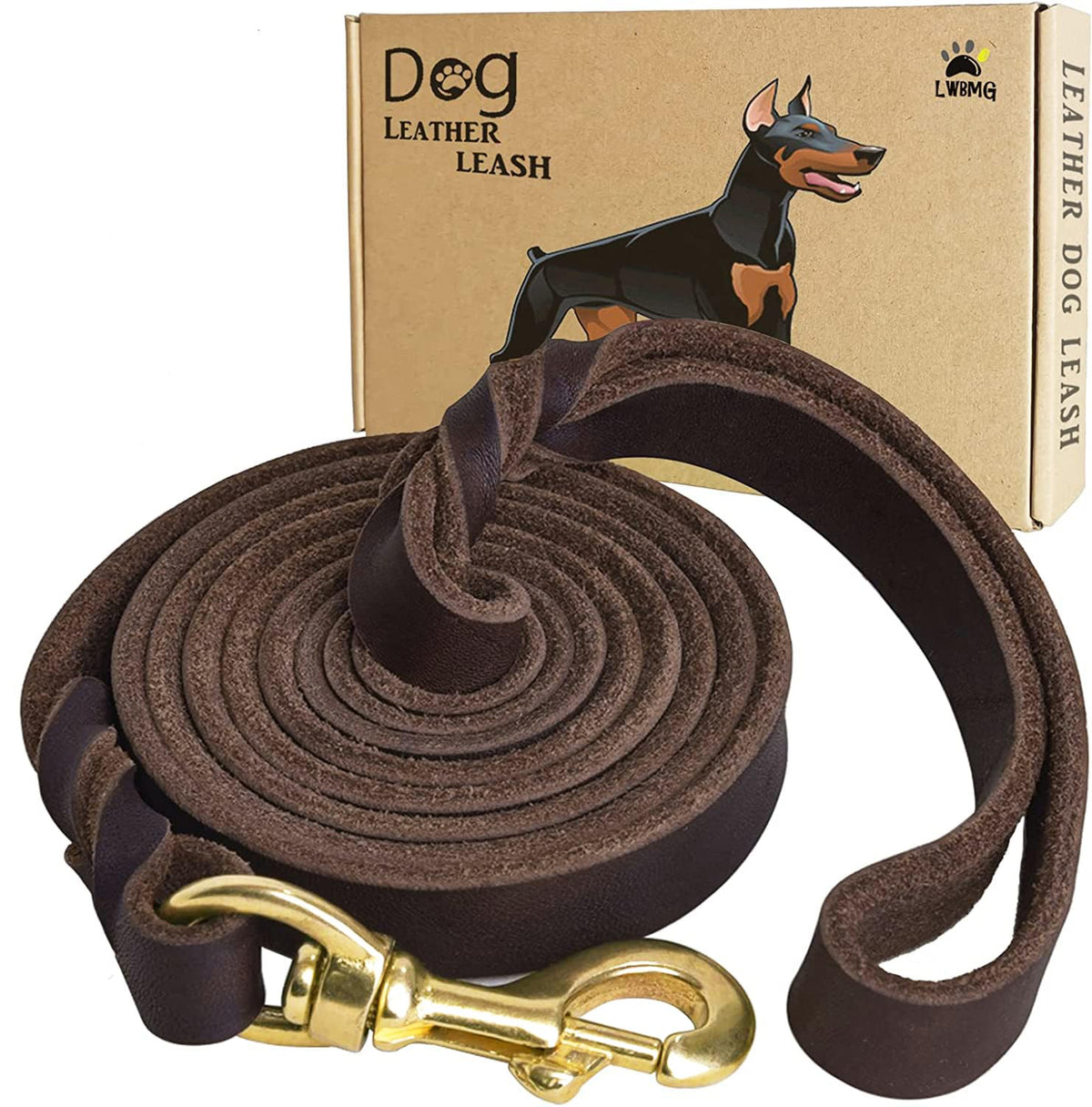 LWBMG Leather Dog Leash 6ft x 3/4 inch, Heavy Duty Genuine Leather Braided Dog Training Leash, Soft and Strong Pet Lead for Large, Medium, Small Dogs