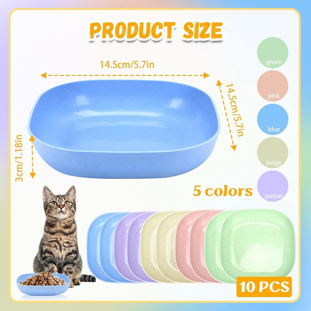 TKOnline 10 Pcs Cat Food Bowl Whisker Friendly ﻿