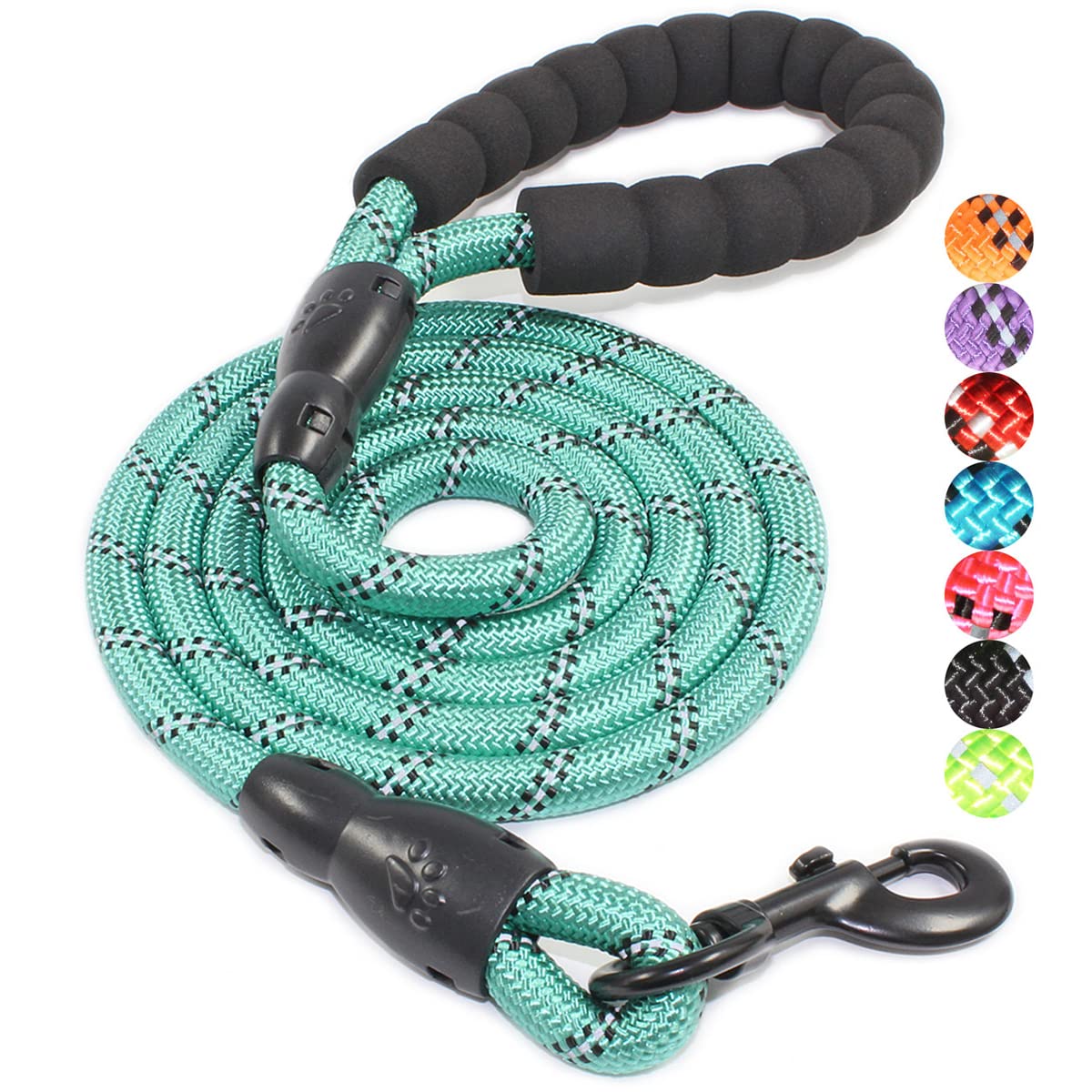 BAAPET 2/4/5/6 FT Dog Leash with Comfortable Padded Handle and Highly Reflective Threads for Small Medium and Large Dogs (5FT-1/2'', Black)