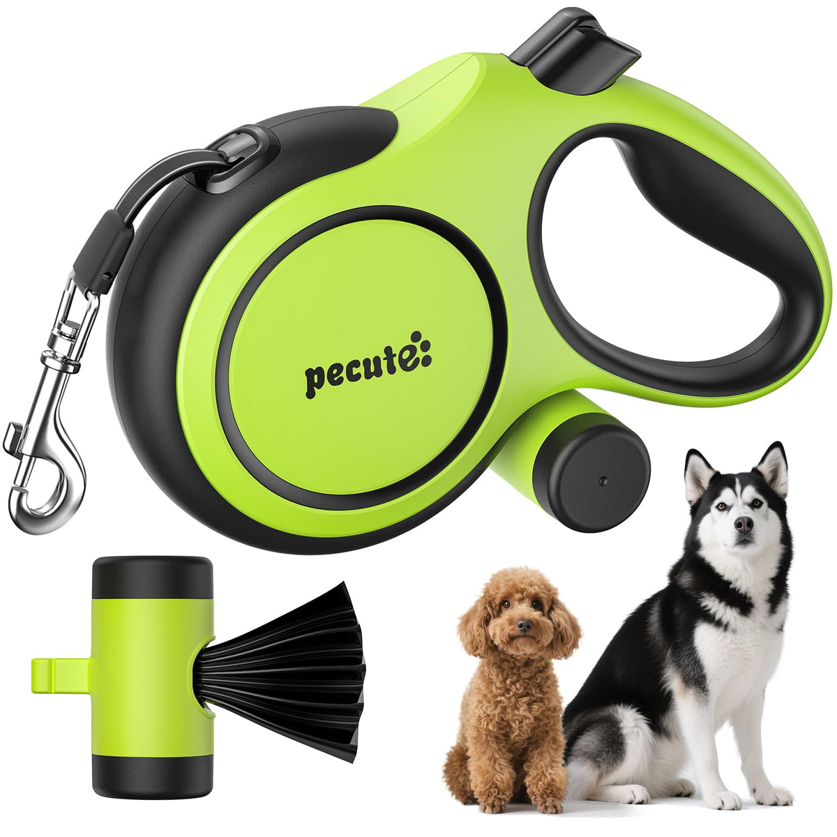 Pecute Dog Leash Retractable 26ft with Chew Proof Extender for 33-110 lbs