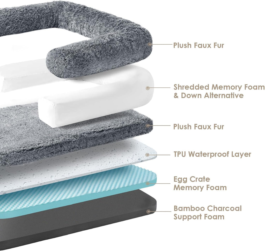 EHEYCIGA Orthopedic Foldable Human Dog Bed - 72x44x11, Grey