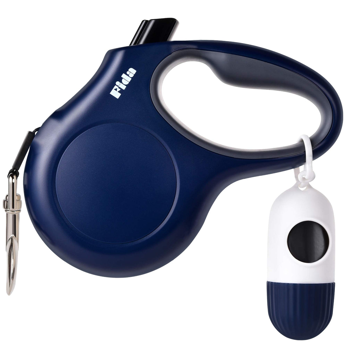 Fida Retractable Dog Leash with Dispenser and Poop Bags, 16ft, White & Pink