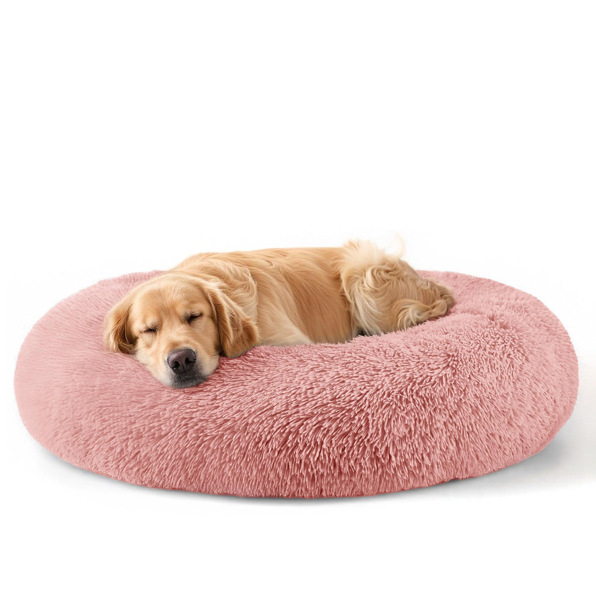 Hoewina Dog & Cat Bed for Indoor Cats, 20in Calming Donut Bed (Light Grey)