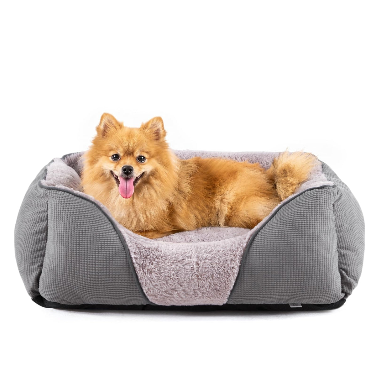 MIXJOY Dog Bed for Large Medium Small Dogs, Rectangle Washable Sleeping Puppy Bed, Soft Calming Cat Beds for Indoor Cats, Orthopedic Pet Sofa Bed, Anti-Slip Bottom with Multiple Size (20'', Grey)