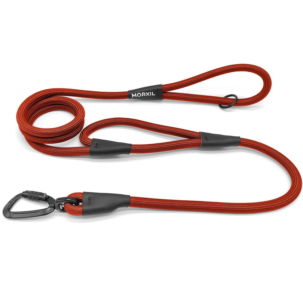 Rope Dog Leash, 6 Foot Heavy Duty Dog Leash with Aviation Aluminum Auto Locking Carabiner, Strong Nylon Pet Lead for Small, Medium, Large Dogs (Black, 6FT)