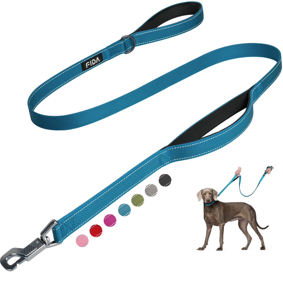 Fida Heavy Duty Dog Leash for Medium Large Dogs, 4 FT, Dual Padded Handles