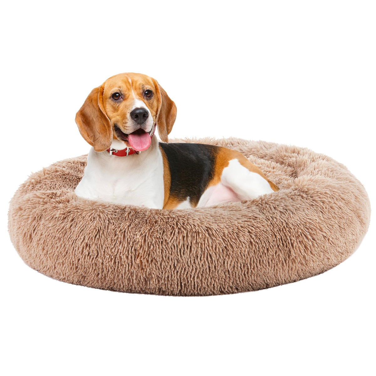 DUMOS 30.7 Inch Large Donut Dog Bed for Indoor Use, Fluffy Faux Fur Plush