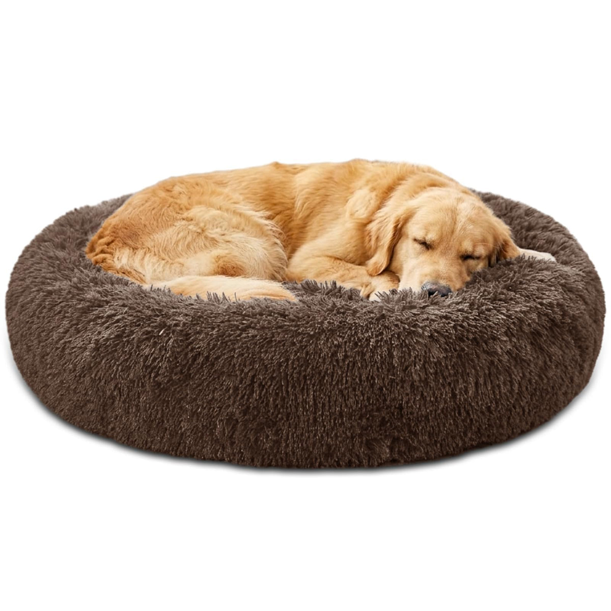JOLLYVOGUE Small Dog Bed, Calming Dog Beds for Small Dogs & Indoor Cats - 20 Inches Donut Washable Cat Bed for Kittens & Puppies, Round Fluffy Plush Faux Fur Pet Beds(Smoke Grey)