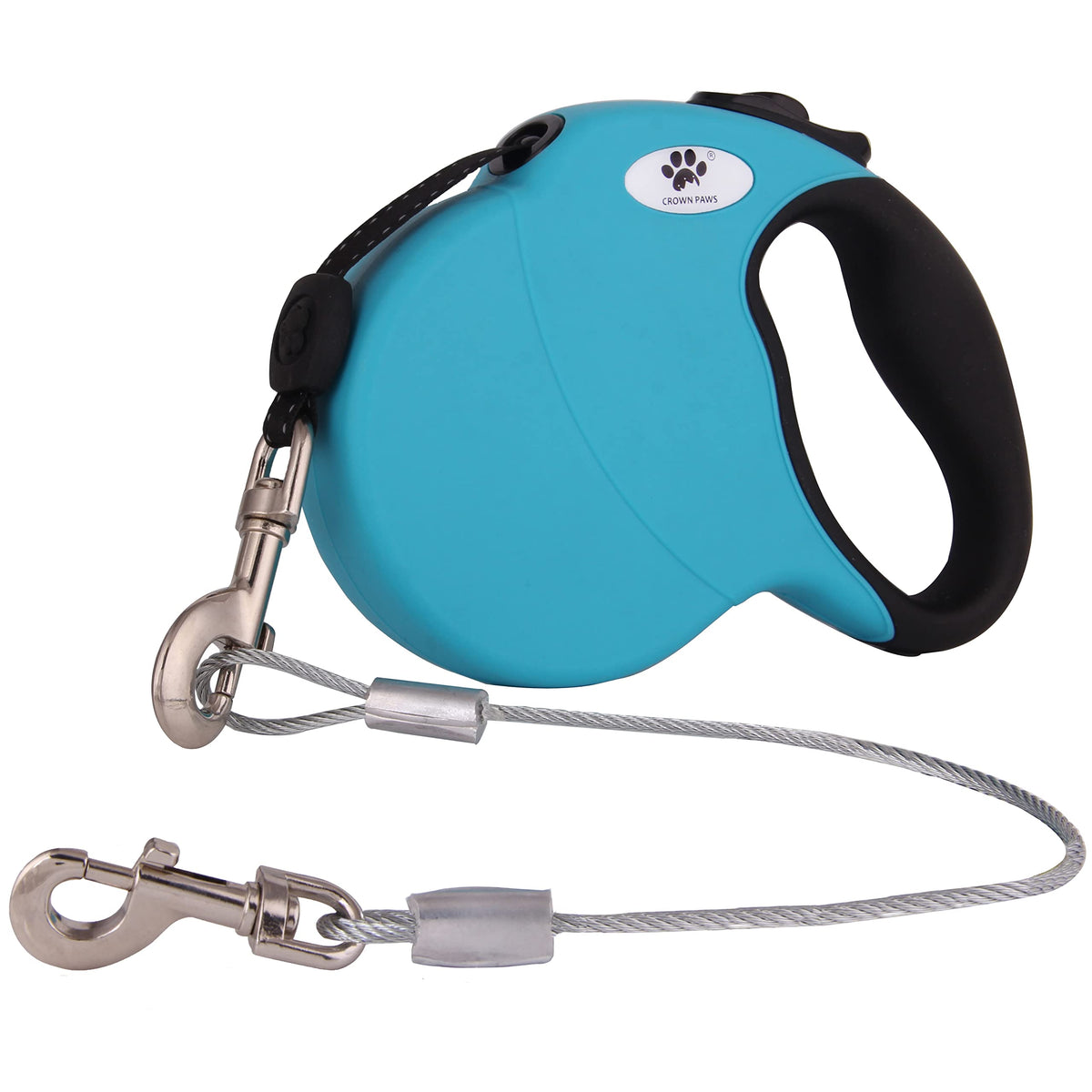16ft Retractable Dog Leash for Large Breed Dogs up to 110 lbs with a Detachable Chew Proof Extender Wire Ropes (Black L)