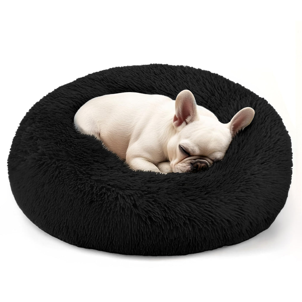Hoewina Dog & Cat Bed for Indoor Cats, 20in Calming Donut Bed (Light Grey)