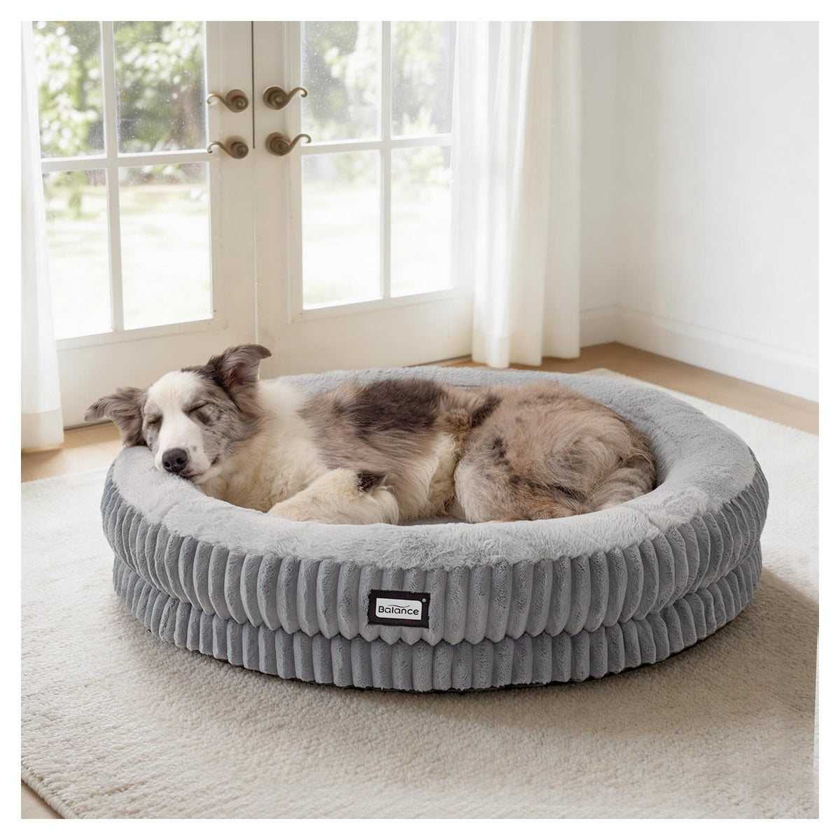 BALANCE Cat Bed Kitten Bed, Washable Round Cat Beds for Indoor Cats, Super Soft Plush Faux Fur Pet Bed for Puppy and Kitten with Anti-Slip Bottom