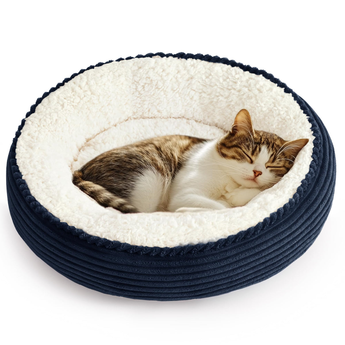 Love's cabin Round Donut Cat and Dog Cushion Bed, 20in Bed for Cats or Small Dogs, Anti-Slip & Water-Resistant Bottom, Super Soft Durable Fabric Pet Beds, Washable Luxury Cat & Dog Bed Gray