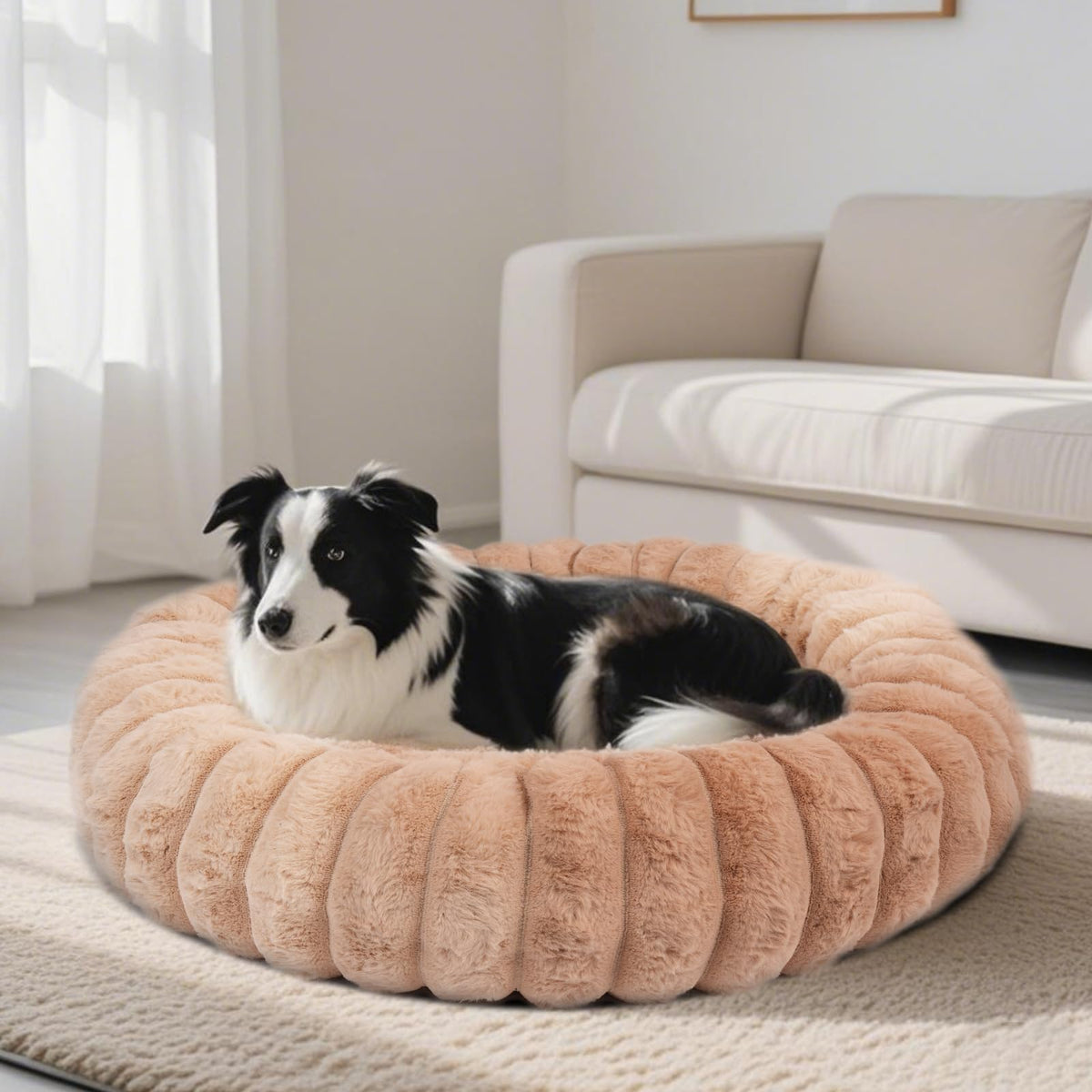 Donut Small Dog Bed Round Calming Kitten & Puppy Bed,20in White