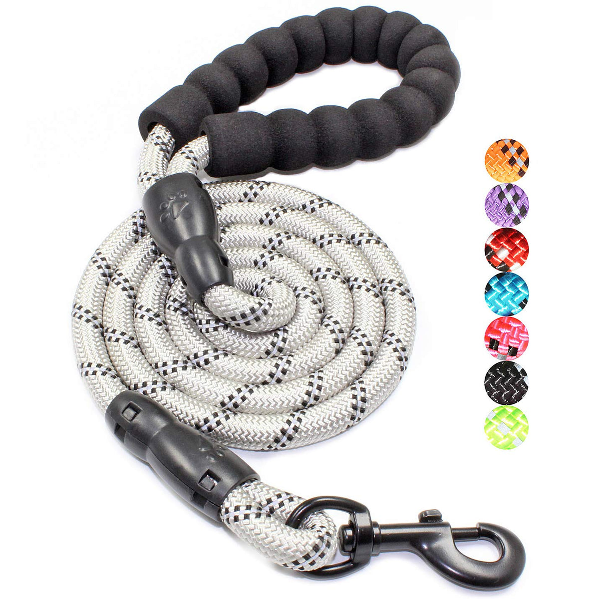 BAAPET 2/4/5/6 FT Dog Leash with Comfortable Padded Handle and Highly Reflective Threads for Small Medium and Large Dogs (5FT-1/2'', Black)