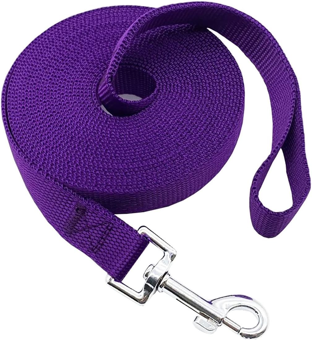Nylon Training Dog Leash for Small Medium Large Dogs, 15ft 20ft 30ft 50ft Long Puppy Lead for Obedience Recall Training, Camping (20ft, Black)