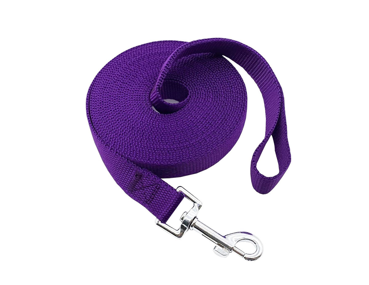 Nylon Training Dog Leash for Small Medium Large Dogs, 15ft 20ft 30ft 50ft Long Puppy Lead for Obedience Recall Training, Camping (20ft, Black)