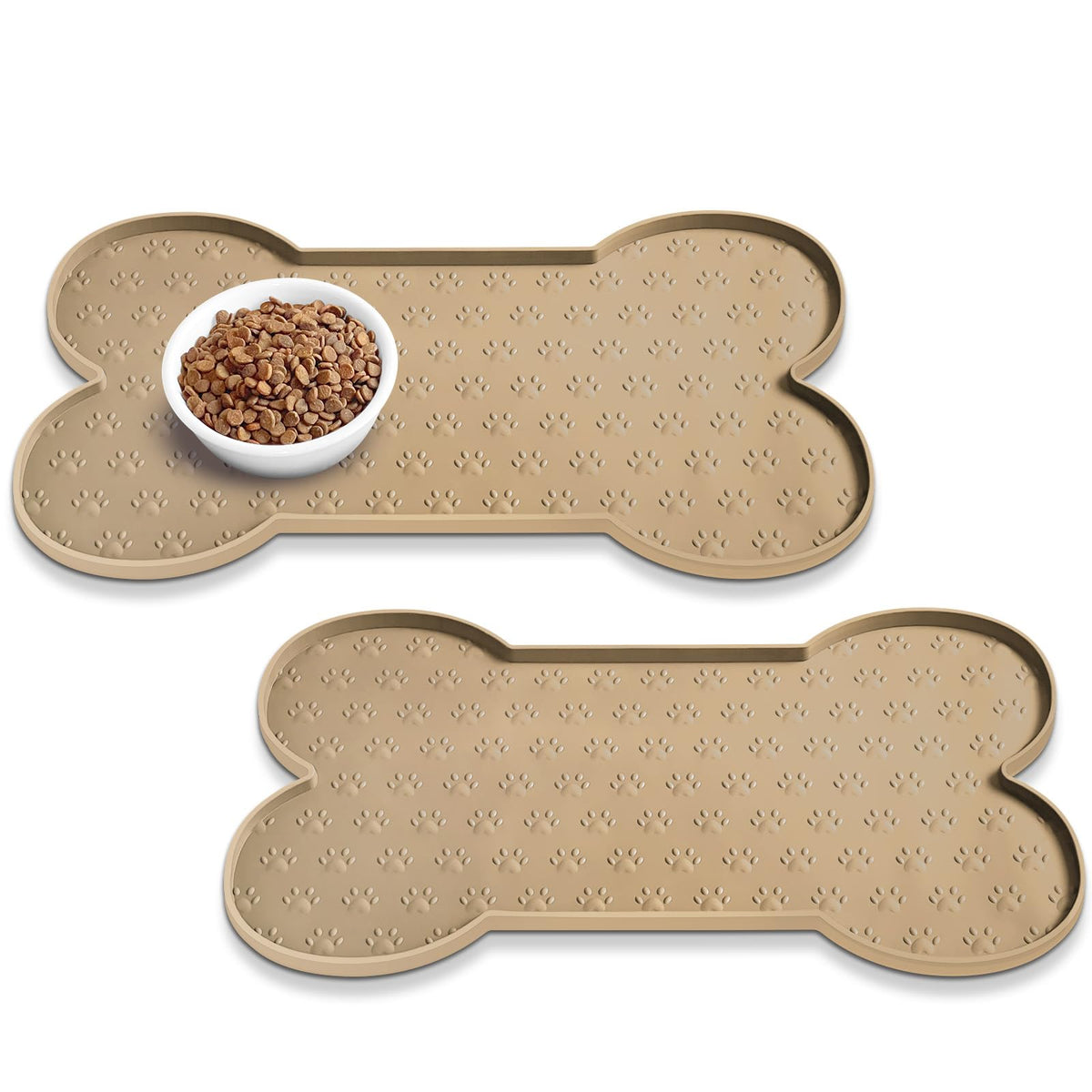 PWTAA Dog Food Mat Anti-Slip Silicone Dog Bowl Mat Thicker Pet Placemat Waterproof Cat Feeder Pad with Raised Edge Puppy Kitten Feeding Mats Suitable Small Medium-Sized Dogs Cats Eating Tray