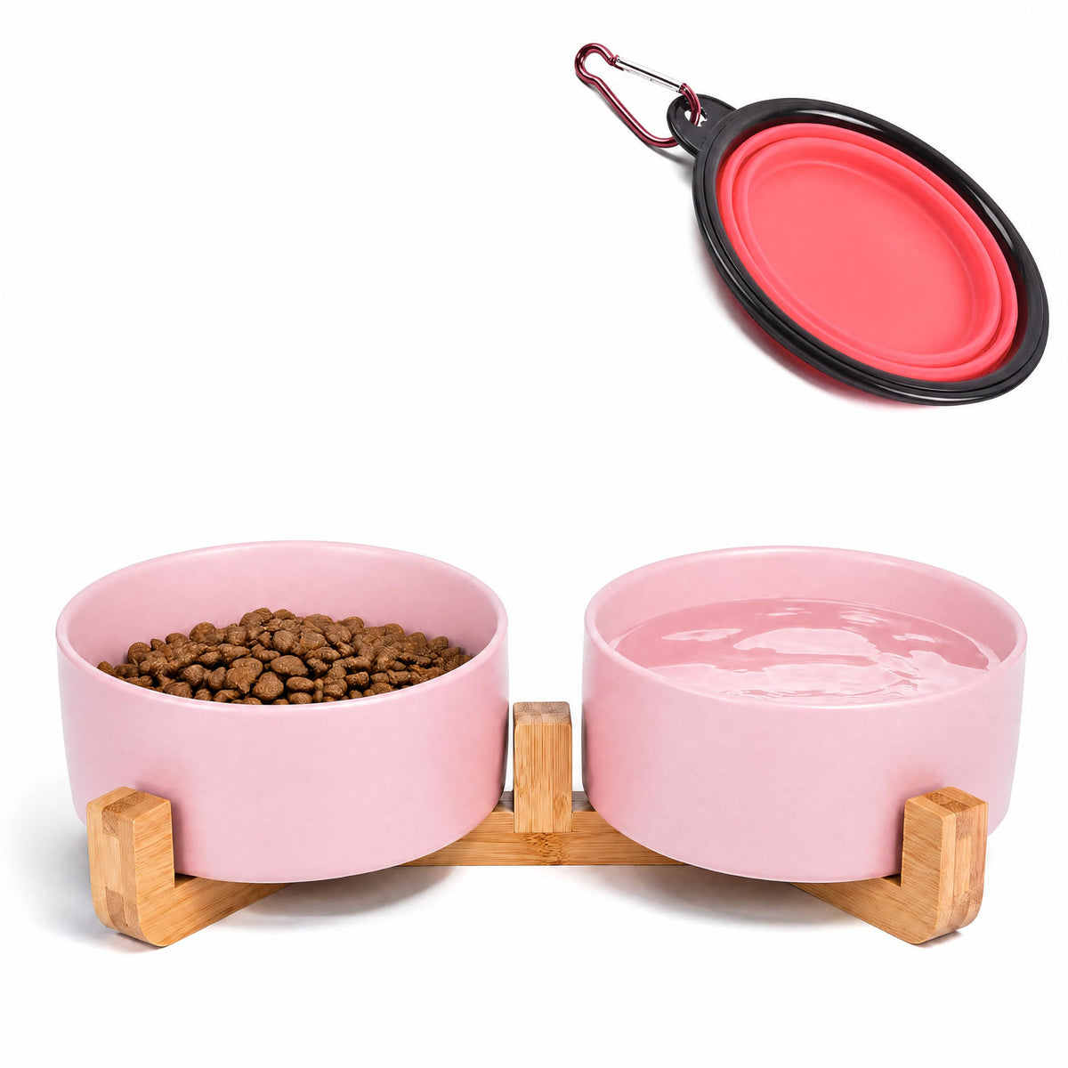 Petygooing Ceramic Dog Cat Bowls Set with Stand,Black Pet Food and Water Bowl,Small Dog Bowls Cute Modern Anti Slip Set of 2 Pet Feeder Small Size Pet Dish(13.5OZ/5.1 in)