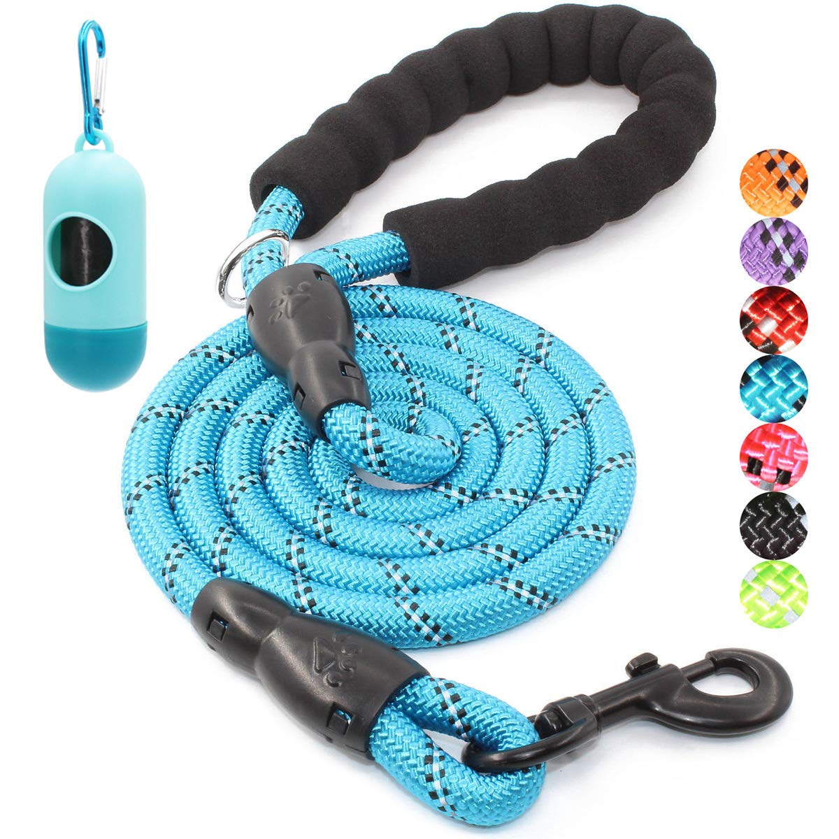 BAAPET 2/4/5/6 FT Dog Leash with Comfortable Padded Handle and Highly Reflective Threads for Small Medium and Large Dogs (5FT-1/2'', Black)