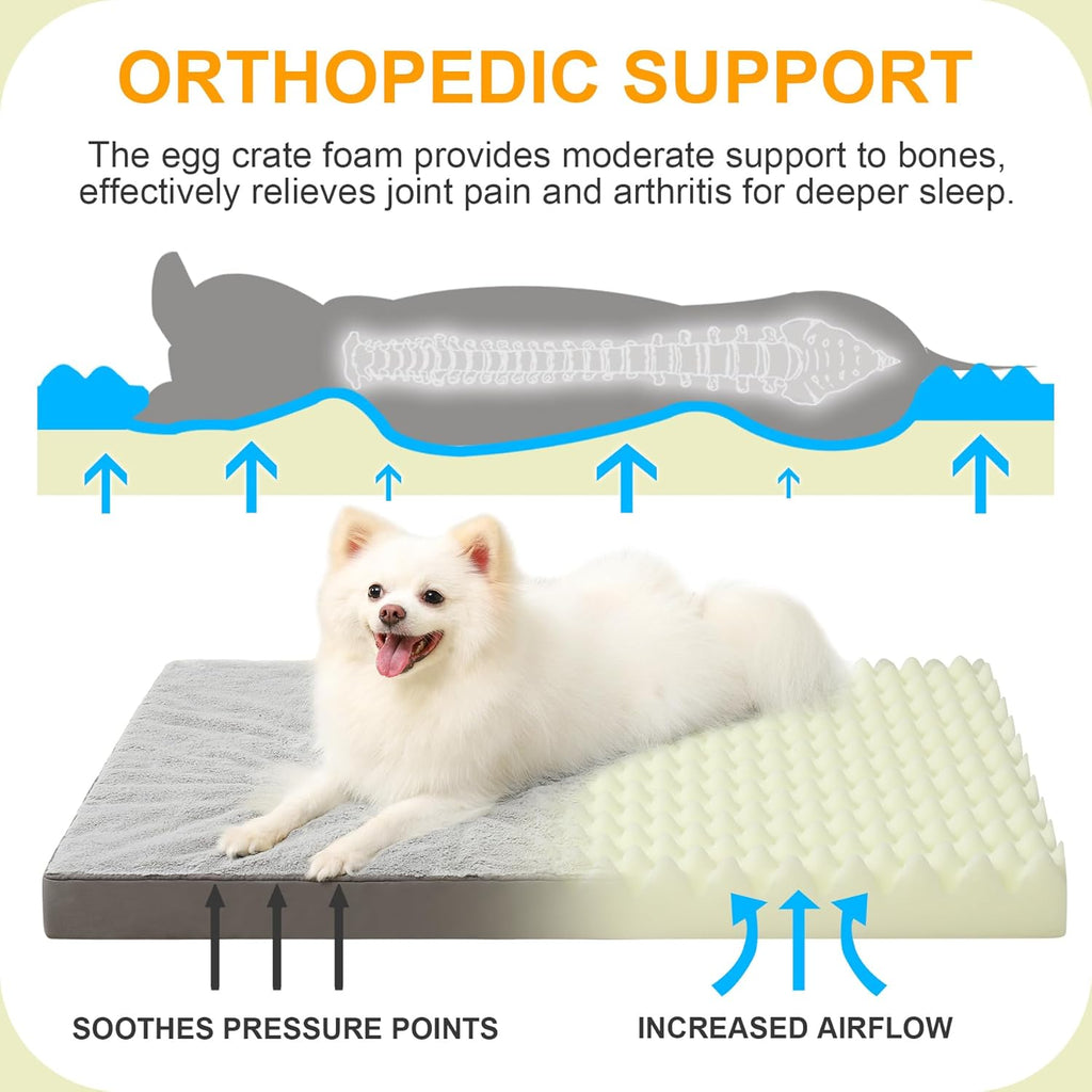 KSIIA Orthopedic Dog Bed for Small Dogs with Waterproof Lining, Grey, 23x17