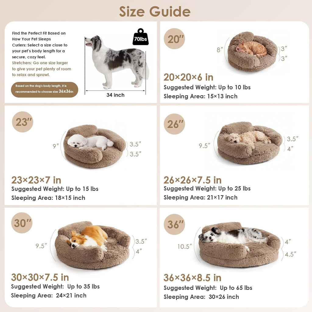 EHEYCIGA 23" Calming Donut Dog Bed for Small Dog & Cat Washable Pet Couch
