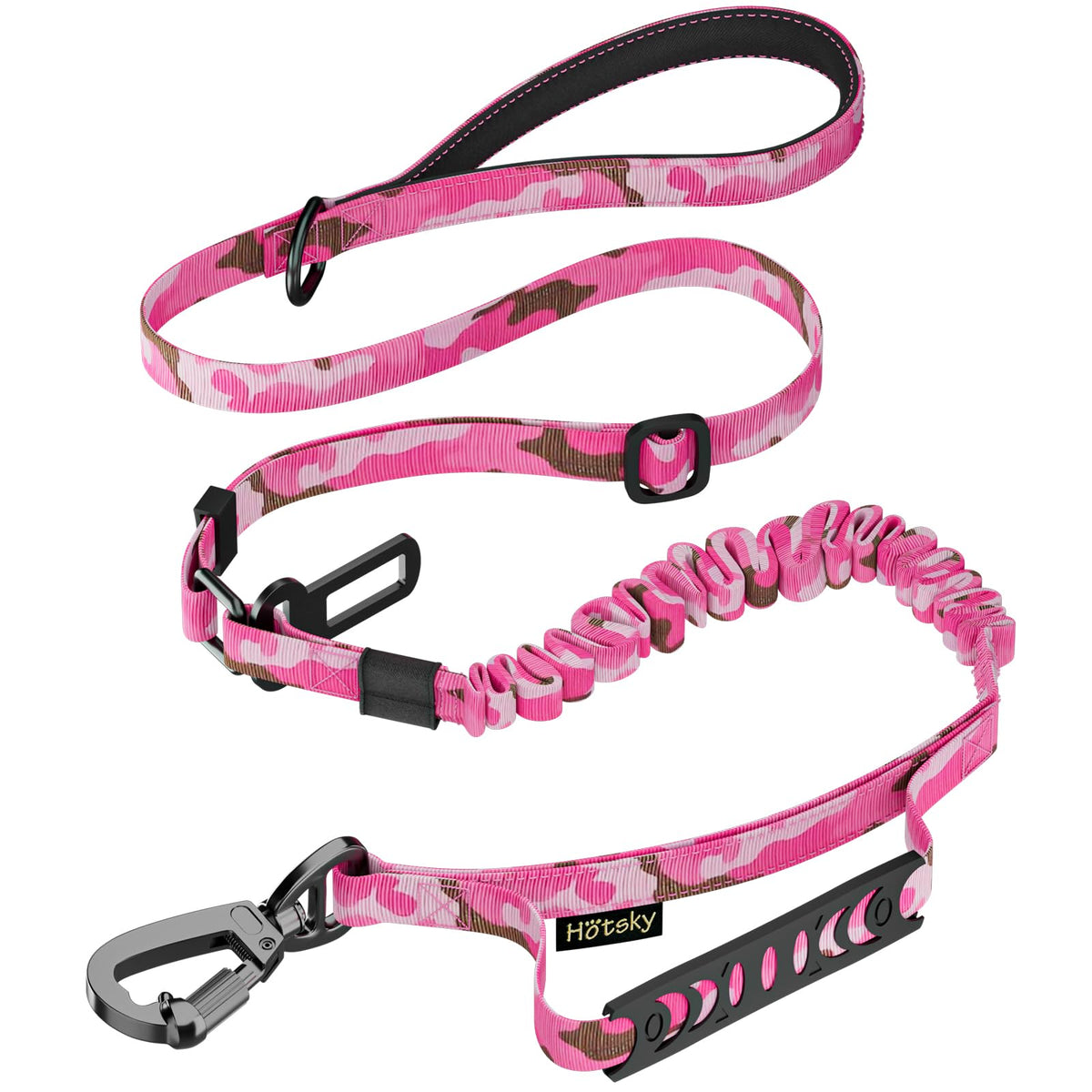 Hotsky Tactical Bungee Shock Absorbing No Pull Dog Leash,Purple Camo,4-6FT