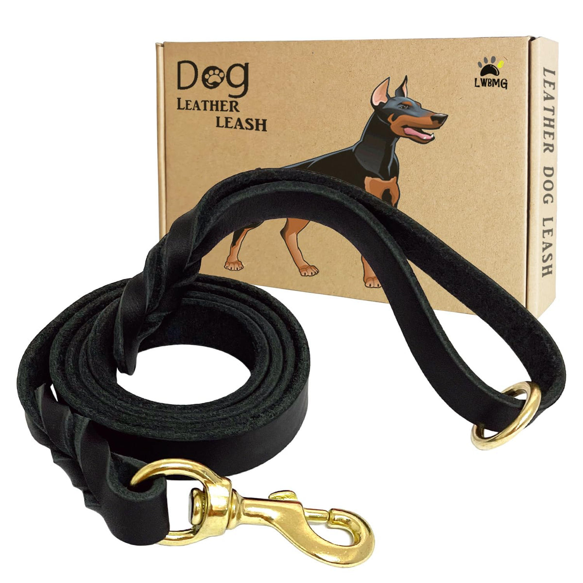 LWBMG Leather Dog Leash 6ft x 3/4 inch, Heavy Duty Genuine Leather Braided Dog Training Leash, Soft and Strong Pet Lead for Large, Medium, Small Dogs