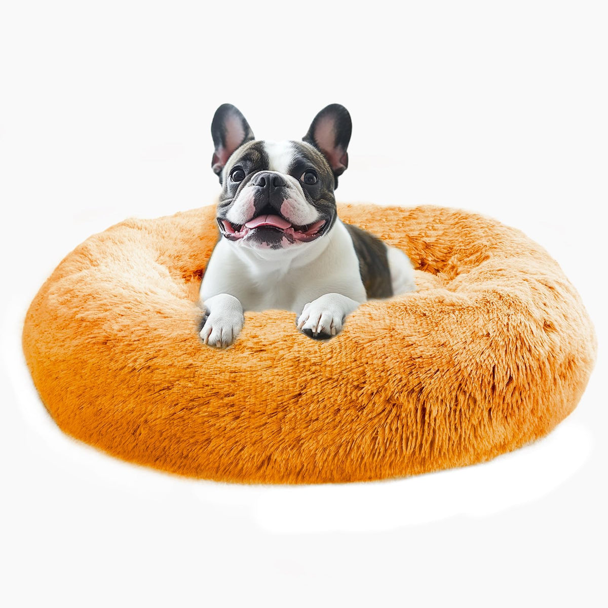 JOLLYVOGUE Small Dog Bed, Calming Dog Beds for Small Dogs & Indoor Cats - 20 Inches Donut Washable Cat Bed for Kittens & Puppies, Round Fluffy Plush Faux Fur Pet Beds(Smoke Grey)
