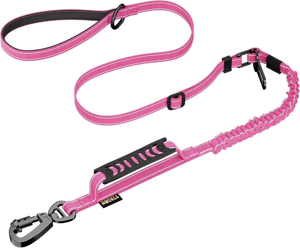 AUBELL Tactical Dog Leash Heavy Duty,4-6ft No Pull Bungee Leash,Pink