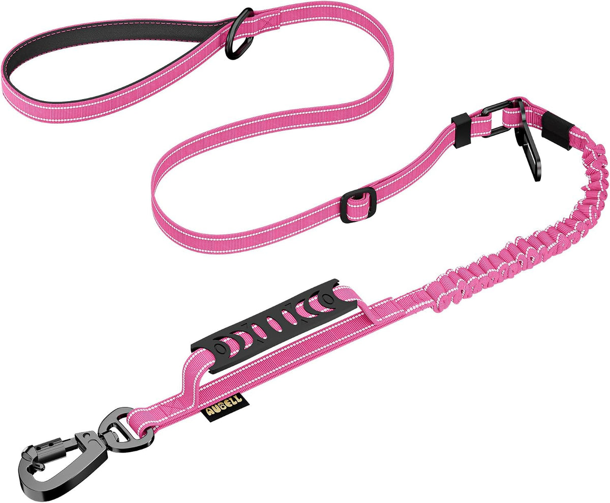 AUBELL Tactical Dog Leash Heavy Duty,4-6ft No Pull Bungee Leash,Pink