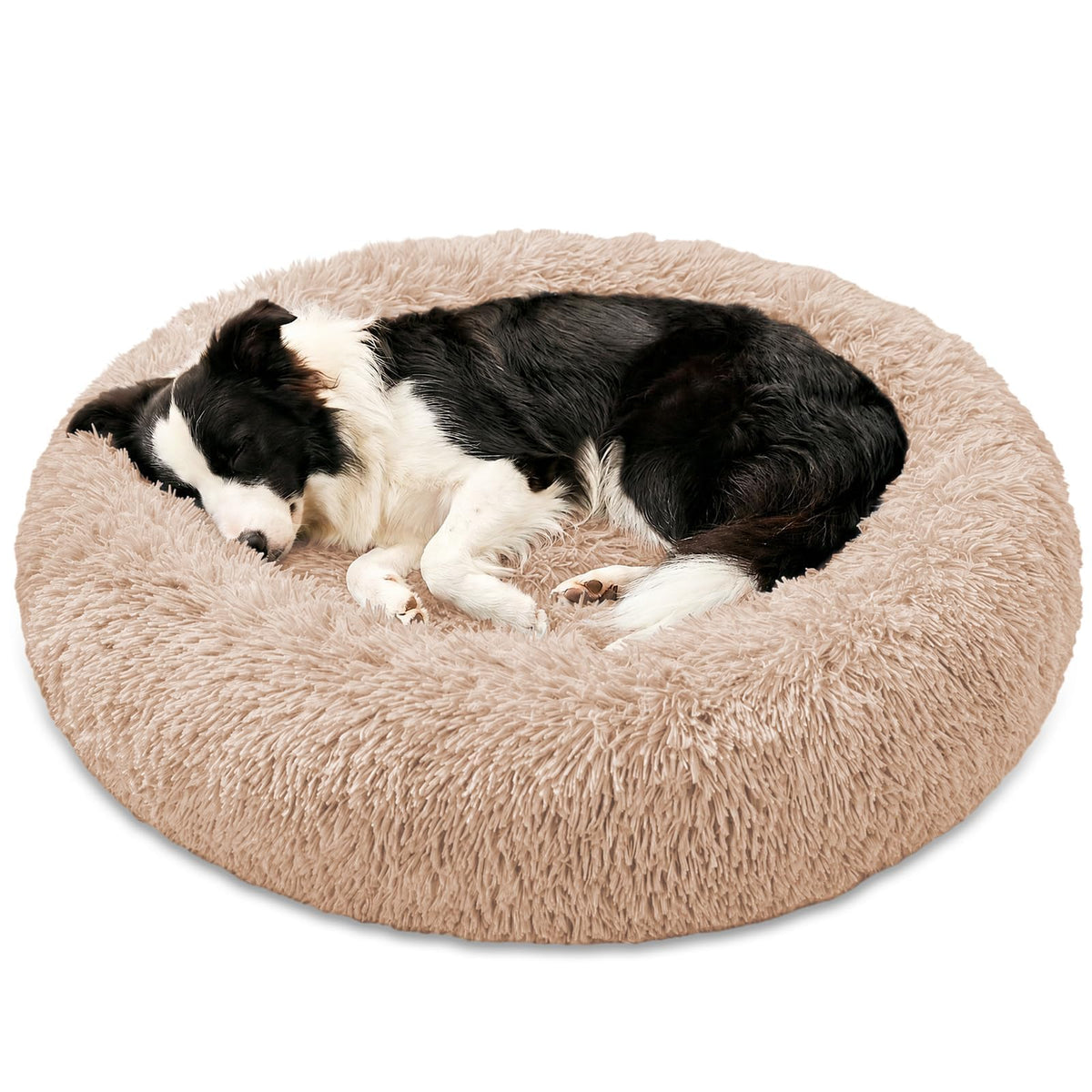 JOLLYVOGUE Small Dog Bed, Calming Dog Beds for Small Dogs & Indoor Cats - 20 Inches Donut Washable Cat Bed for Kittens & Puppies, Round Fluffy Plush Faux Fur Pet Beds(Smoke Grey)