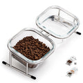 Elevated Cat Bowls, 15° Tilted Glass Raised Cat Food and Water Bowl