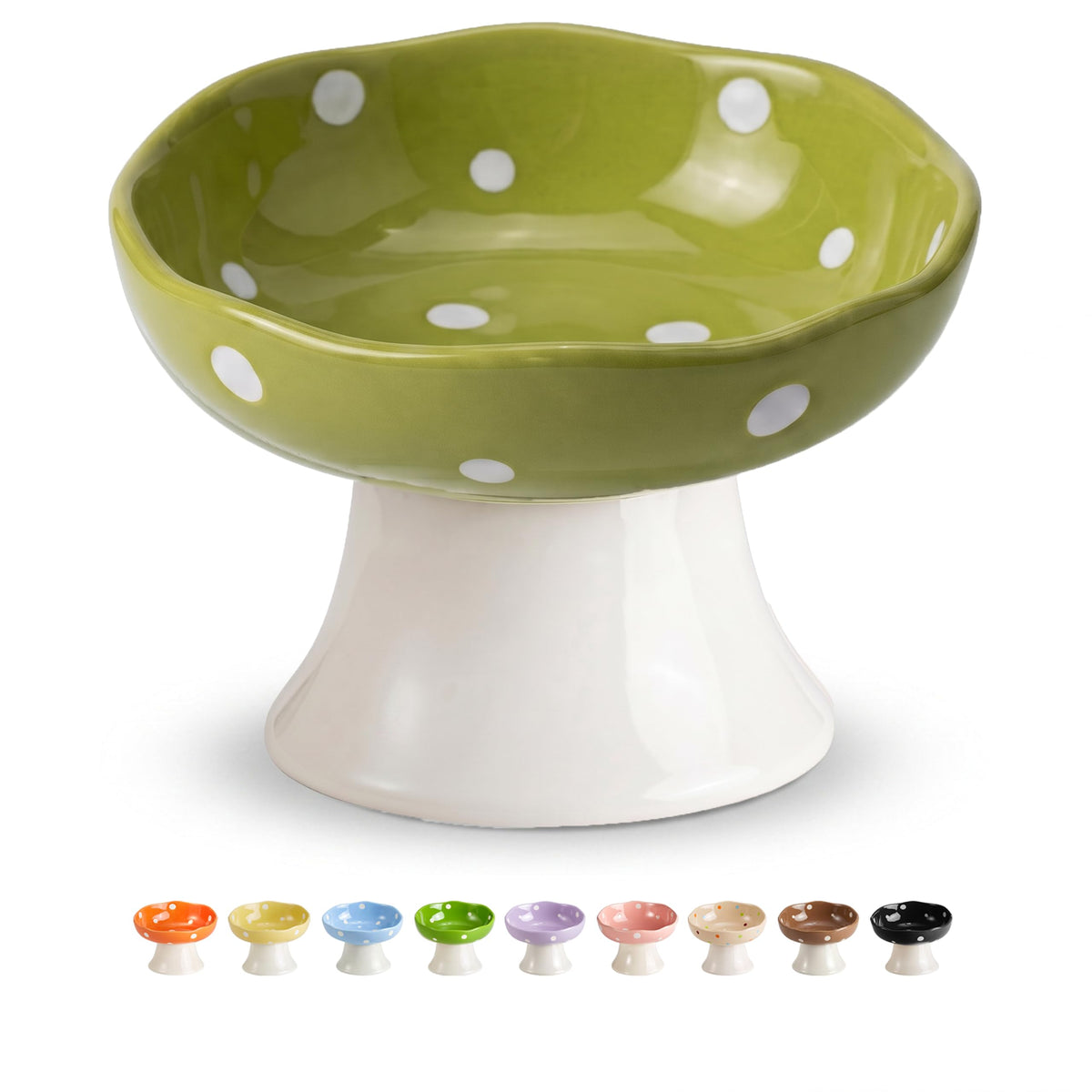 Red Mushroom Cat Bowl, Elevated Ceramic Bowl for Cats